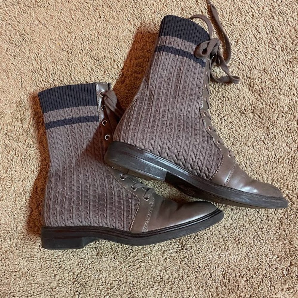 Charles & Keith Knit lace up boots